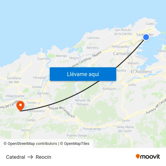 Catedral to Reocín map