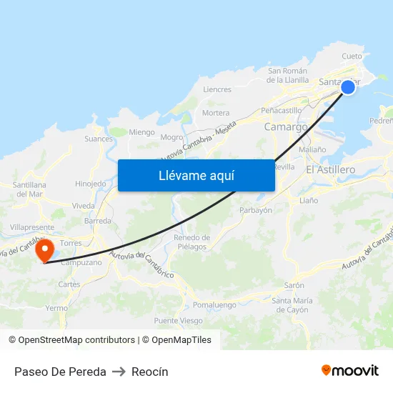 Paseo De Pereda to Reocín map