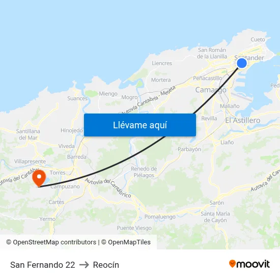 San Fernando 22 to Reocín map