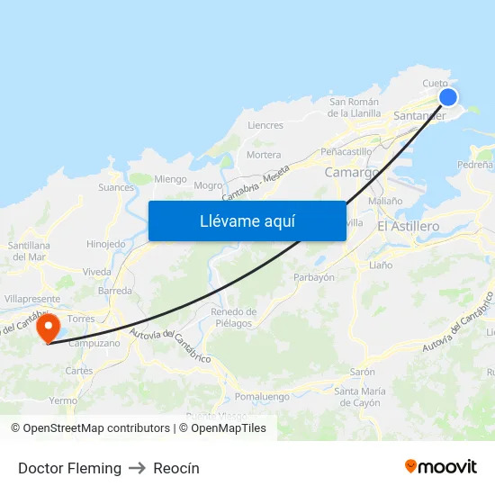 Doctor Fleming to Reocín map