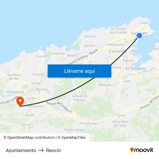 Ayuntamiento to Reocín map