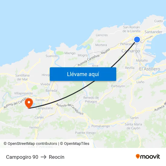 Campogiro 90 to Reocín map