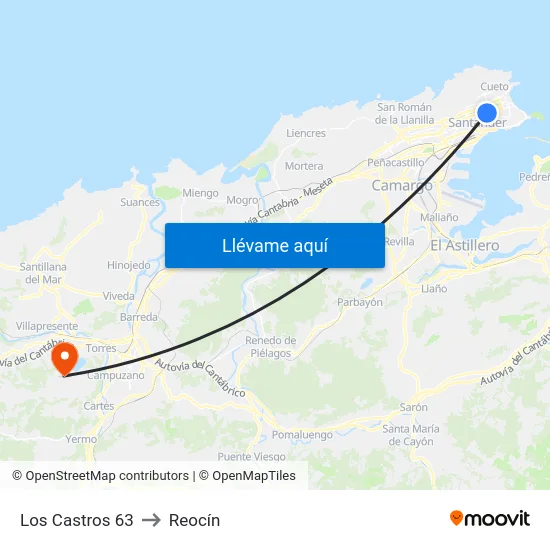 Los Castros 63 to Reocín map