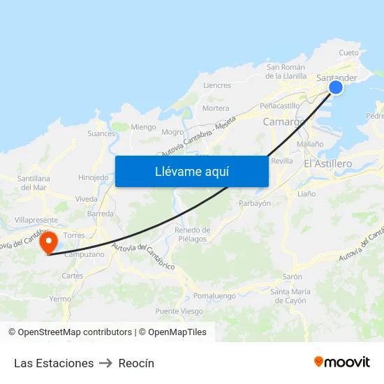 Las Estaciones to Reocín map