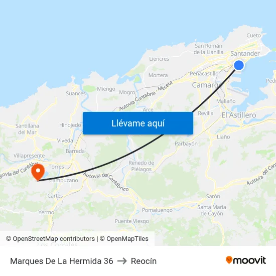 Marques De La Hermida 36 to Reocín map