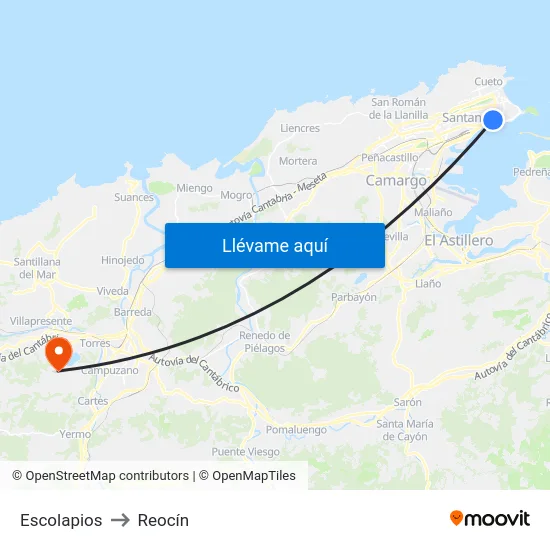 Escolapios to Reocín map