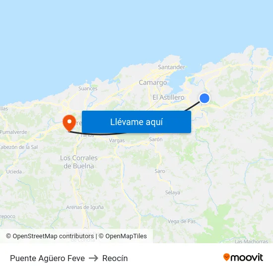 Puente Agüero Feve to Reocín map