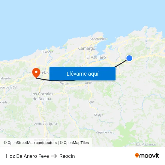 Hoz De Anero Feve to Reocín map