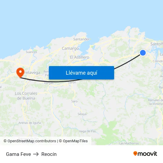 Gama Feve to Reocín map