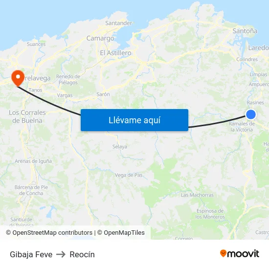Gibaja Feve to Reocín map