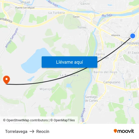 Torrelavega to Reocín map