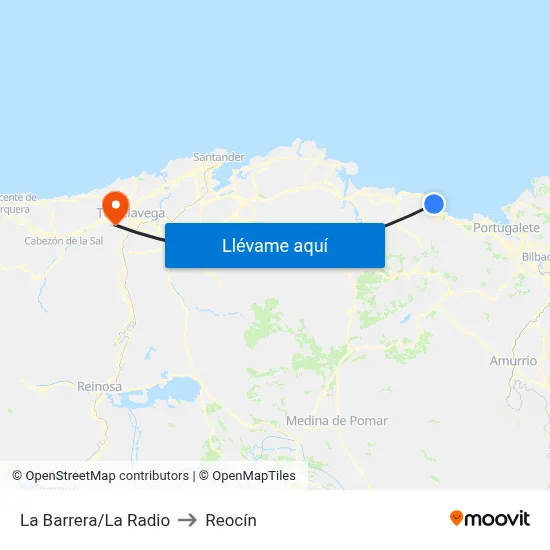 La Barrera/La Radio to Reocín map