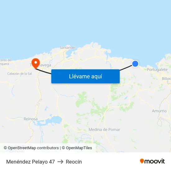 Menéndez Pelayo 47 to Reocín map