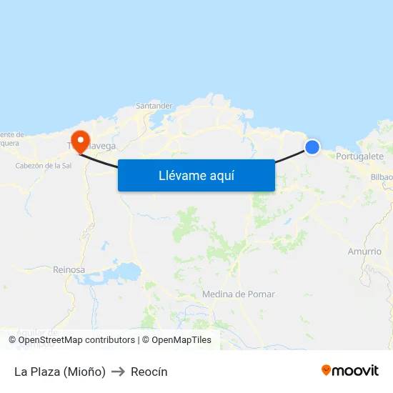 La Plaza (Mioño) to Reocín map