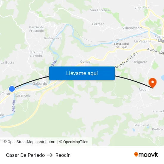 Casar De Periedo to Reocín map