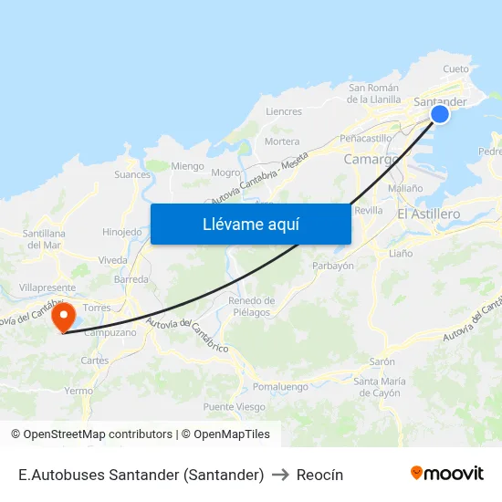 E.Autobuses Santander (Santander) to Reocín map