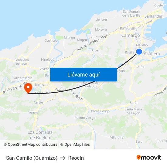 San Camilo (Guarnizo) to Reocín map