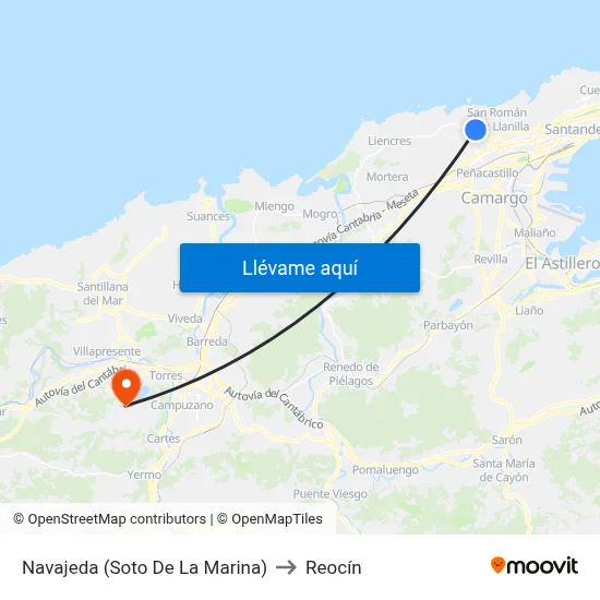 Navajeda (Soto De La Marina) to Reocín map