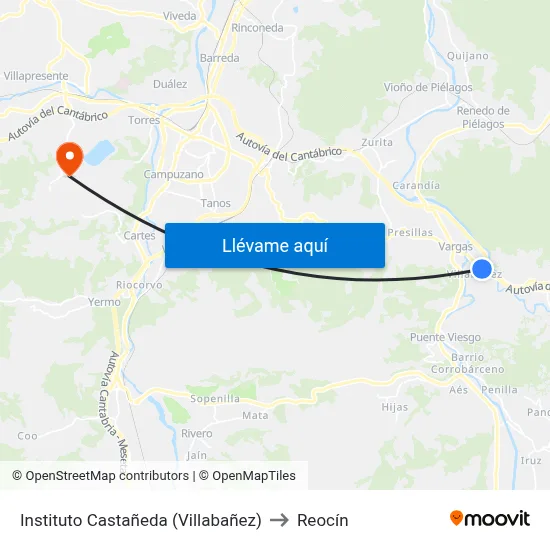 Instituto Castañeda (Villabañez) to Reocín map