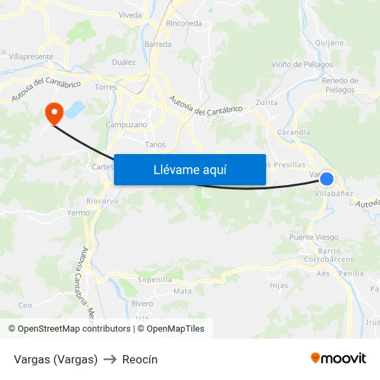 Vargas (Vargas) to Reocín map