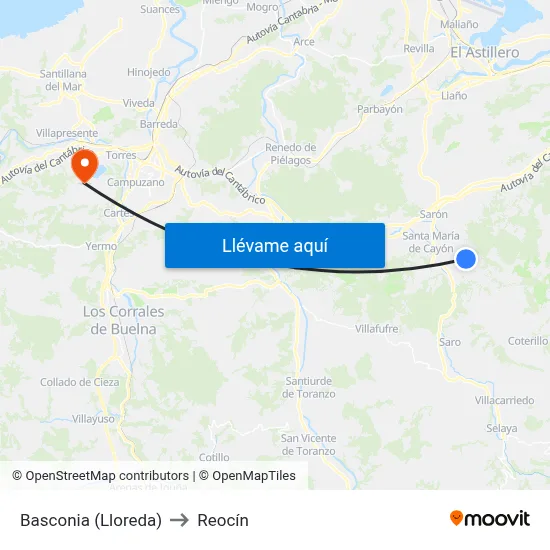 Basconia (Lloreda) to Reocín map