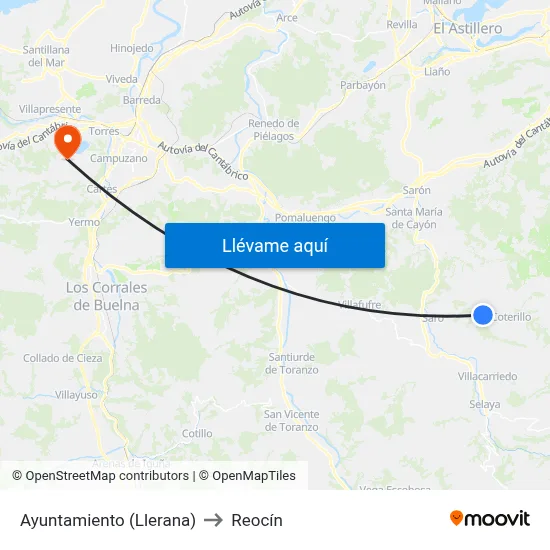 Ayuntamiento (Llerana) to Reocín map