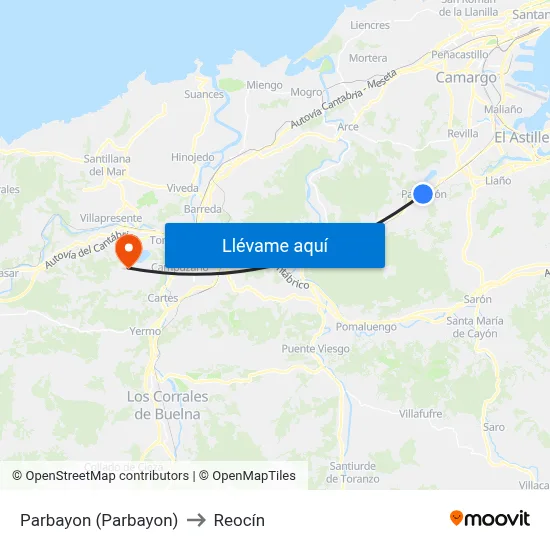 Parbayon (Parbayon) to Reocín map