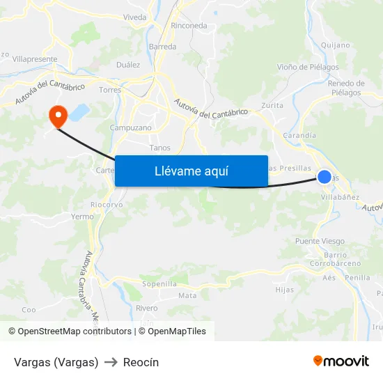 Vargas (Vargas) to Reocín map