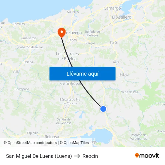 San Miguel De Luena (Luena) to Reocín map