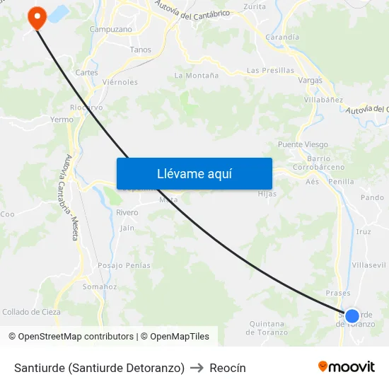 Santiurde (Santiurde Detoranzo) to Reocín map