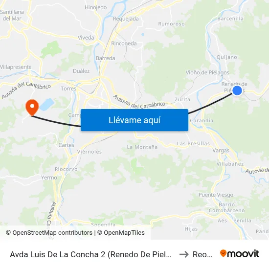 Avda Luis De La Concha 2 (Renedo De Pielagos) to Reocín map