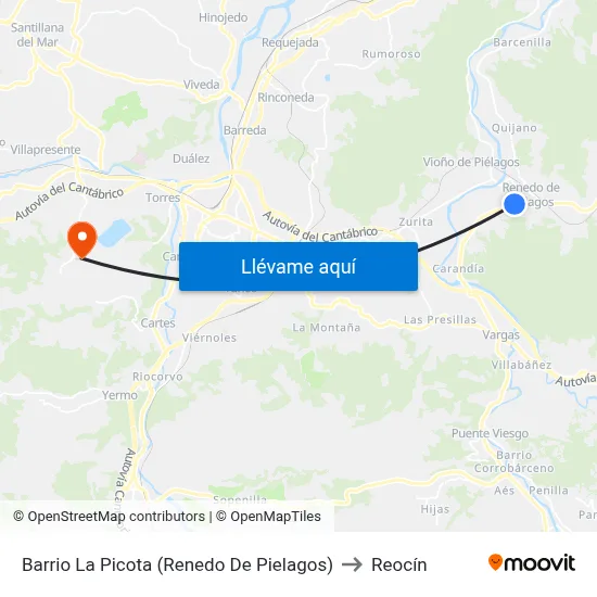 Barrio La Picota (Renedo De Pielagos) to Reocín map