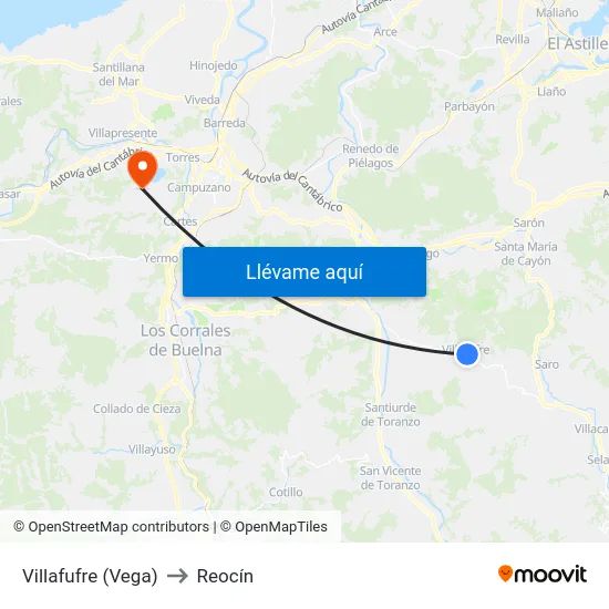 Villafufre (Vega) to Reocín map
