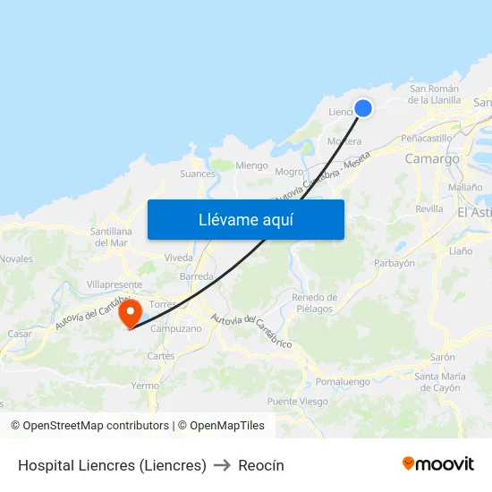 Hospital Liencres (Liencres) to Reocín map