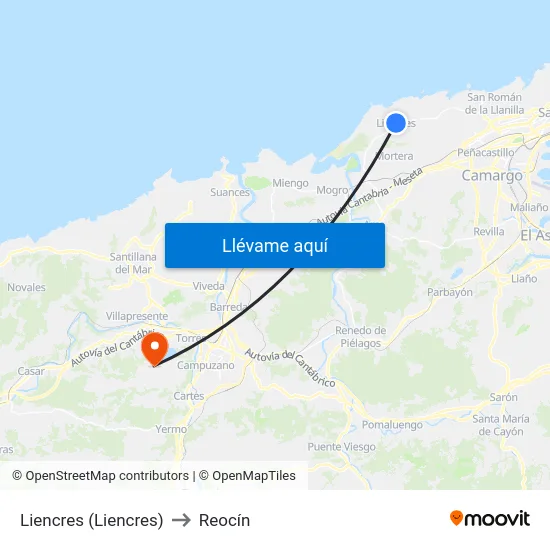 Liencres (Liencres) to Reocín map
