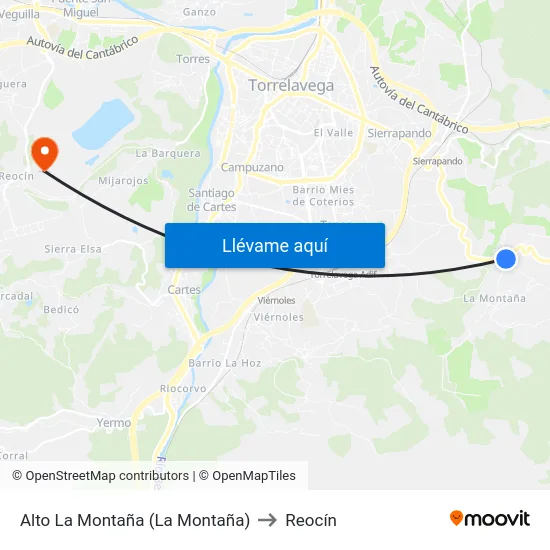 Alto La Montaña (La Montaña) to Reocín map
