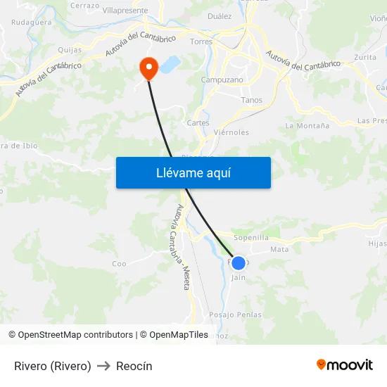 Rivero (Rivero) to Reocín map