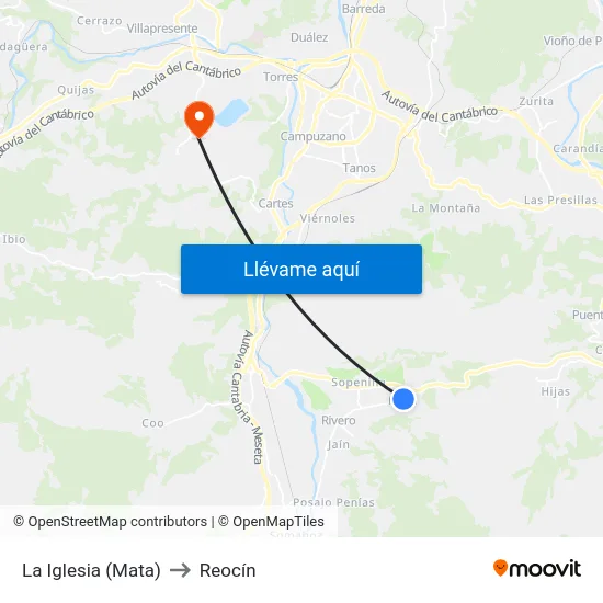 La Iglesia (Mata) to Reocín map