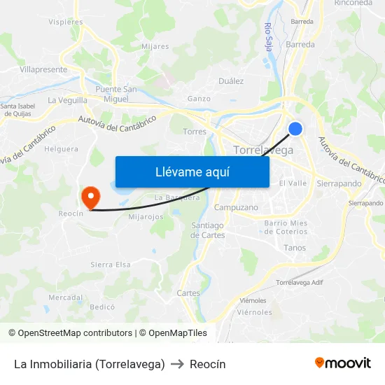 La Inmobiliaria (Torrelavega) to Reocín map