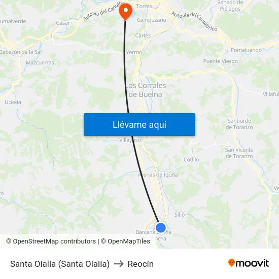 Santa Olalla (Santa Olalla) to Reocín map