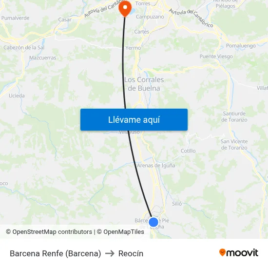 Barcena Renfe (Barcena) to Reocín map