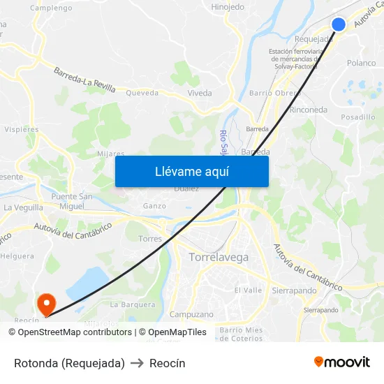 Rotonda (Requejada) to Reocín map