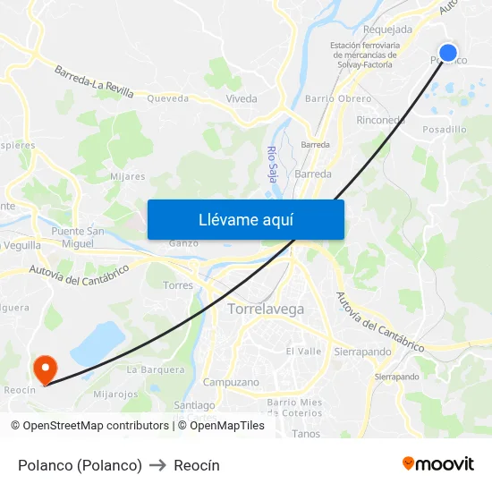 Polanco (Polanco) to Reocín map