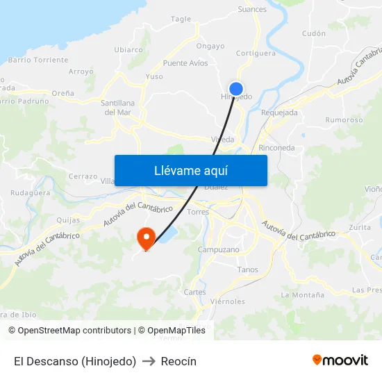 El Descanso (Hinojedo) to Reocín map