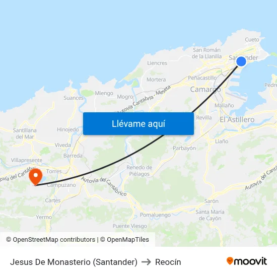 Jesus De Monasterio  (Santander) to Reocín map