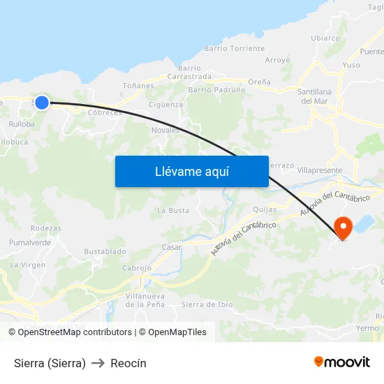 Sierra (Sierra) to Reocín map