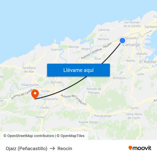 Ojaiz (Peñacastillo) to Reocín map