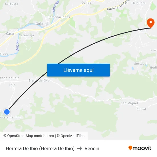 Herrera De Ibio (Herrera De Ibio) to Reocín map