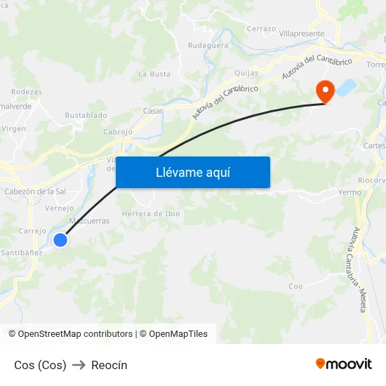 Cos (Cos) to Reocín map