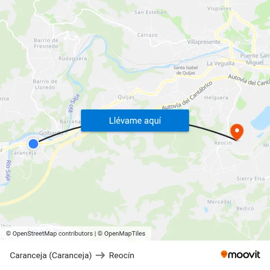 Caranceja (Caranceja) to Reocín map